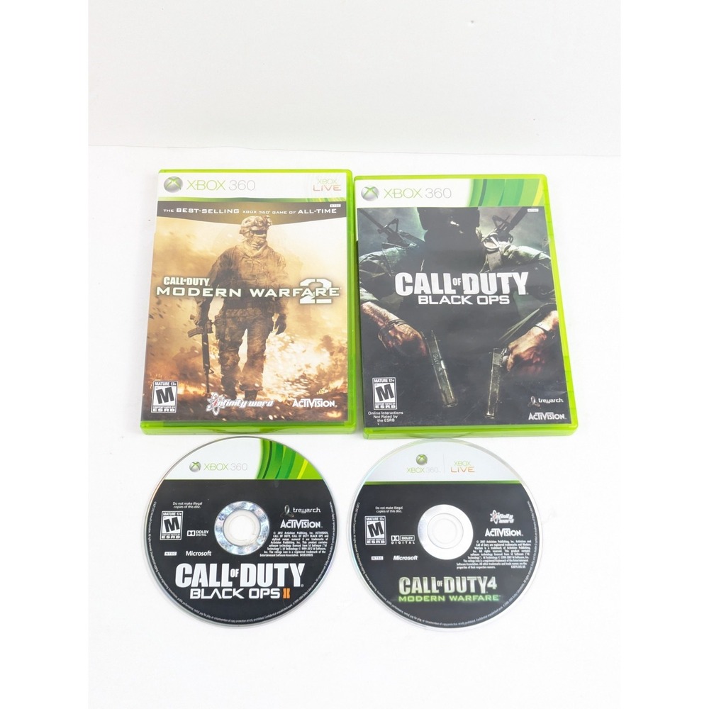Call of Duty Xbox 360 Lot Bundle 4 Games‎ Black Ops 1 2 Modern Warfare 1 2